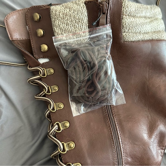 NIB Torrid (Wide Calf) Brown Lace-Up Combat Boots - Picture 5 of 11